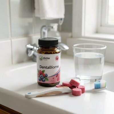 DentaBiome Berry Frost chewable oral postbiotic tablets